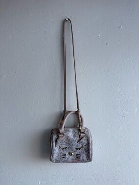 Betsey Johnson Cat Face Mini Crossbody Pink Leopard Print Y2K Bag